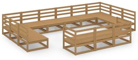 Set Divani da Giardino 13 pz in Legno Massello di Pino