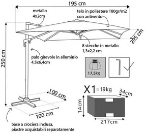 VOLTA - ombrellone da giardino decentrato 2 x 3