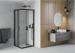 Mexen Rio cabina doccia quadrata 90 x 90 cm, trasparente, nera - 860-090-090-70-00