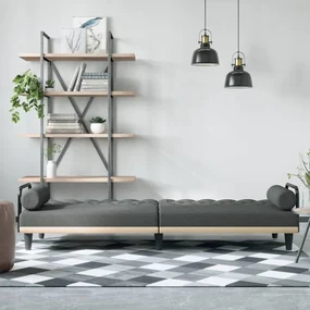 Divano letto con braccioli grigio scuro in tessuto