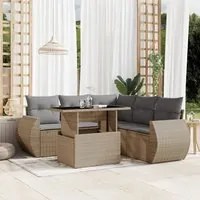 Set Divano da Giardino 6 pz con Cuscini Beige in Polyrattan 3268529