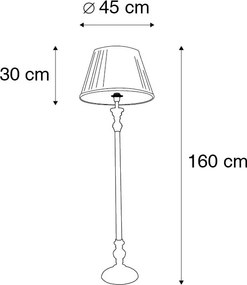 Lampada da terra rustica grigia con paralume plissettato bianco - Classico