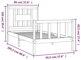 Giroletto con Testiera in Legno Massello di Pino 90x200 cm