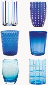 Set di 6 bicchieri in vetro soffiato con strutture diverse Melting Pot