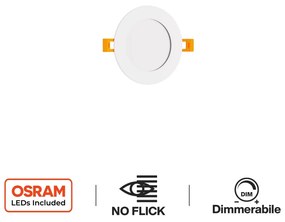 Pannello LED Rotondo 8W, 800lm, no Flickering, Foro Ø106-110mm, OSRAM LED - Dimmerabile Colore Bianco Freddo 6.000K