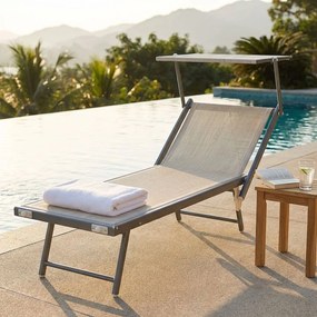 REMI - lettino mare prendisole pieghevole in alluminio con tettuccio