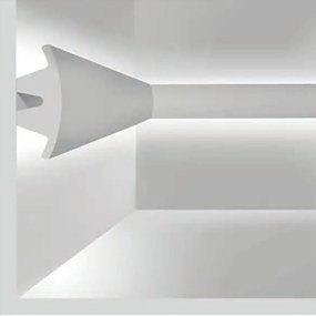 Cornice Pitturabile Bidirezionale Stondata da 2 metri per Strisce LED a parete Variante Lunghezza 2 Metri