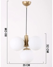 Lampada a sospensione con paralume in vetro oro e bianco ø 15 cm Hector - Squid Lighting