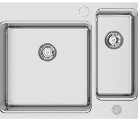 Lavello semincasso 2 vasche RODI Una Reverse 65 inox L 50.5 x L 65 x P 20 cm argento