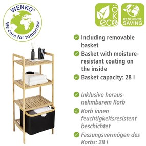 Mensola da bagno in bambù nero/naturale 44x93,5 cm Ecori - Wenko