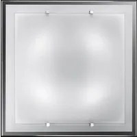 Plafoniera In Vetro Quadrata Moderna Frame Bianco 4 Luci E27 Grande