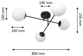 Lampadario a plafone MOON 4xE27/15W/230V nero