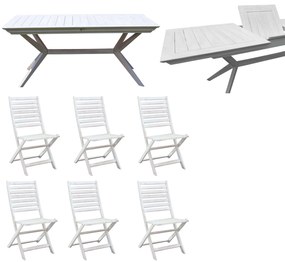 CAESAR - set tavolo in legno massiccio di acacia con 6 sedie Sortis