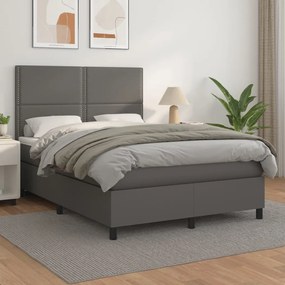 Giroletto A Molle Con Materasso Grigio 140x200 Cm İn Similpelle /