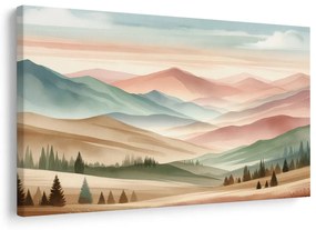 Quadro su tela – Paesaggio pastello con montagne