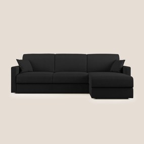 Chris Divano letto angolare con penisola in microfibra smacchiabile T11 nero