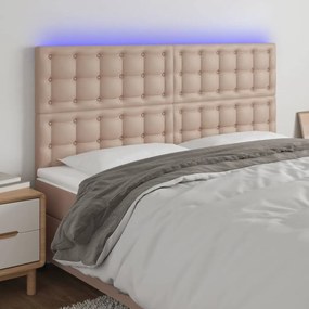 Testiera A Led Cappuccino 180x5x118/128 Cm İn Similpelle /