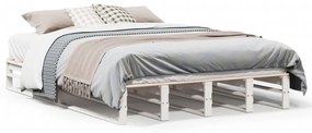 Letto Senza Materasso Bianco 160x200 Cm Legno Massello Di Pino /