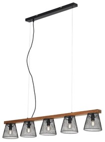 Lampadario Design Wood&Style nero  5x E14 Ø65cm