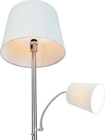 Lampada da terra intelligente in acciaio con paralume grigio incl. Wifi A60 ed E14 - Retro