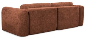 Divano angolare color terracotta allungabile/con contenitore (con penisola a destra/con chaise lounge) con rivestimento in ciniglia Mele – Makamii