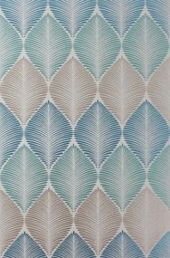 Osborne & Little Carta da parati Leaf Fall - Metallic Peacock/ Turquoise/ Gilver