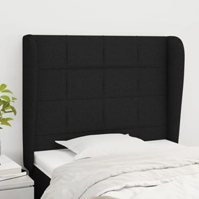 Testiera Ad Orecchio Nera 83x23x118/128 Cm İn Tessuto /