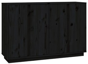 Credenza Nera 120x35x80 cm in Legno Massello di Pino