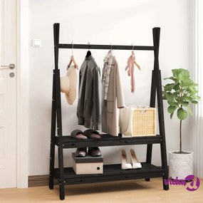 vidaXL Appendiabiti Nero 100x45,5x150 cm Legno Massello di Pino