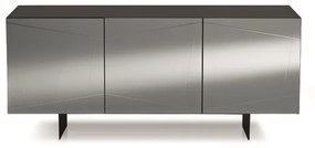 Madia credenza a 3 ante in vetro specchio fumcocca antracite e 2 piedini ISIDE