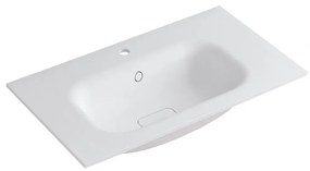Lavabo integrale rettangolare vasca centrale L 90.5 x H 15 x P 46 cm in resina bianco opaco