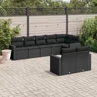 Set Divani da Giardino con Cuscini 8 pz Nero in Polyrattan 3219205