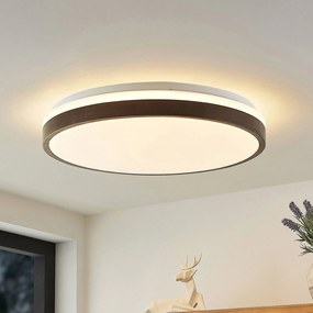 Plafoniera a LED Hudsona Lindby, dimmerabile, Legno scuro, Soggiorno / Sala da pranzo, Legno, Moderno, Plafoniera LED