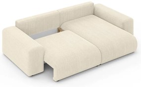 Divano angolare color crema allungabile/con contenitore (con composizione variabile) con rivestimento in velluto a coste Luma – Ropez