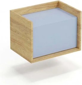 Comò modulare Mobius 1D in legno naturale/blu - H36 cm
