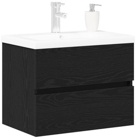 Mobile lavabo  con lavabo integrato rovere nero legno ingegnerizzato, mobile lavabo  rovere nero 60x38,5x45 cm legno ingegnerizzato