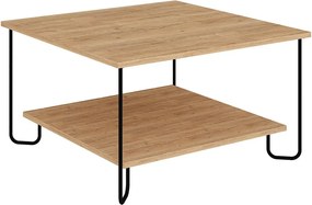 Tavolino con piano in rovere decorato in colore naturale 80x80 cm Tonka - Marckeric