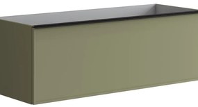 Mobile da bagno sotto lavabo Pixel frame frontale verde salvia e maniglia alluminio nero laccato opaco L 120 x H 40 x P 45.5 cm 1 cassetto, lavabo non incluso