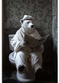 Stampa su tela – Orso polare con giornale in bagno
