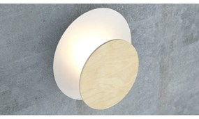 Applique da Parete Circle, Bianca e in Legno, Luce Indiretta, Base G9 Colore del corpo Legno