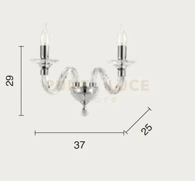 Applique gala 2 luci attacco e14 fume' e cromo l.37cm