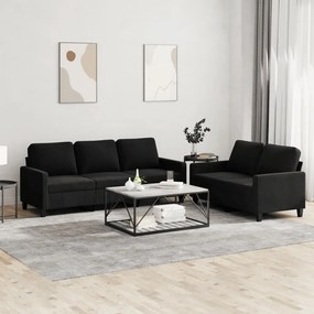 Set Di Divani 2 Pz Con Cuscini Nero İn Velluto /