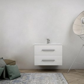 Mobile bagno sospeso bianco lucido 75 cm Mosca senza specchio e senza colonna