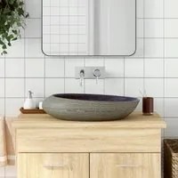 Lavabo da Appoggio Viola e Grigio Ovale 59x40x14 cm Ceramica 155092