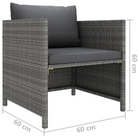 Set Divani da Giardino 8 pz con Cuscini in Polyrattan Grigio