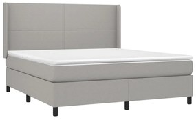 Letto a molle materasso e led grigio chiaro 180x200 cm tessuto