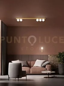 Applique in metallo oro opaco e vetro bianco acidato snooky 5 luci ...