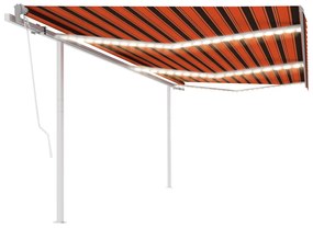 Tenda Automatica Con Sensore Vento E Led 6x3 M Arancio Marrone /