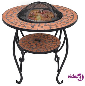 vidaXL Tavolo con Braciere a Mosaico Terracotta 68 cm in Ceramica