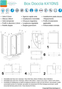 Box doccia angolo 100x70 vetro serigrafato apertura scorrevole  K410NS - KAMALU